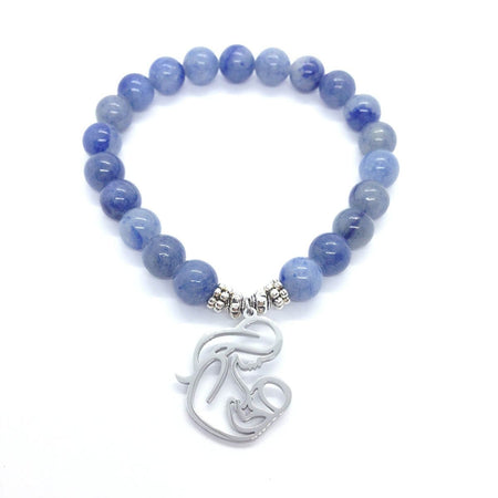 Bracelet Allaitement Maman et Bébé Aventurine Bleue
