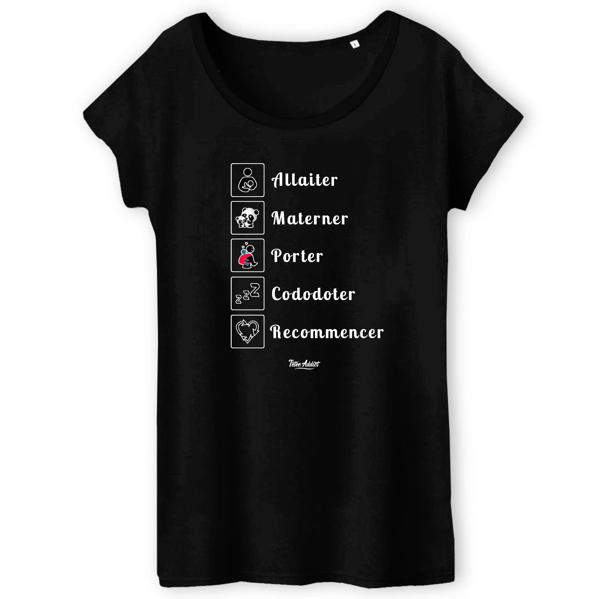 T-shirt Allaitement Allaiter Materner Porter Cododoter Recommencer