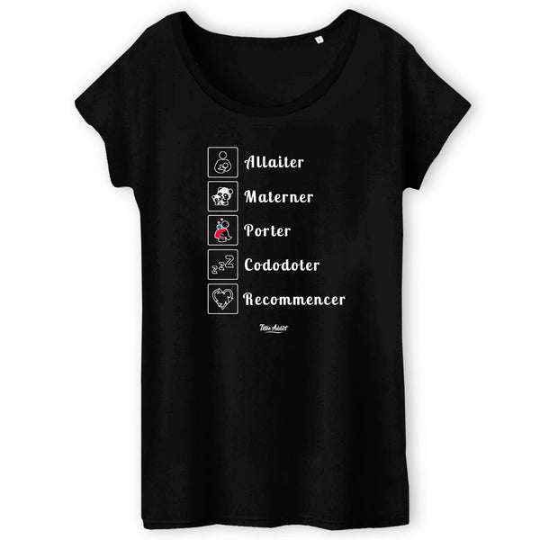 T-shirt Allaitement Allaiter Materner Porter Cododoter Recommencer